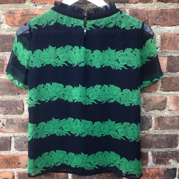 J Crew Silk Ruffle Top in Beanstalk Stripe - Picture 5 of 8